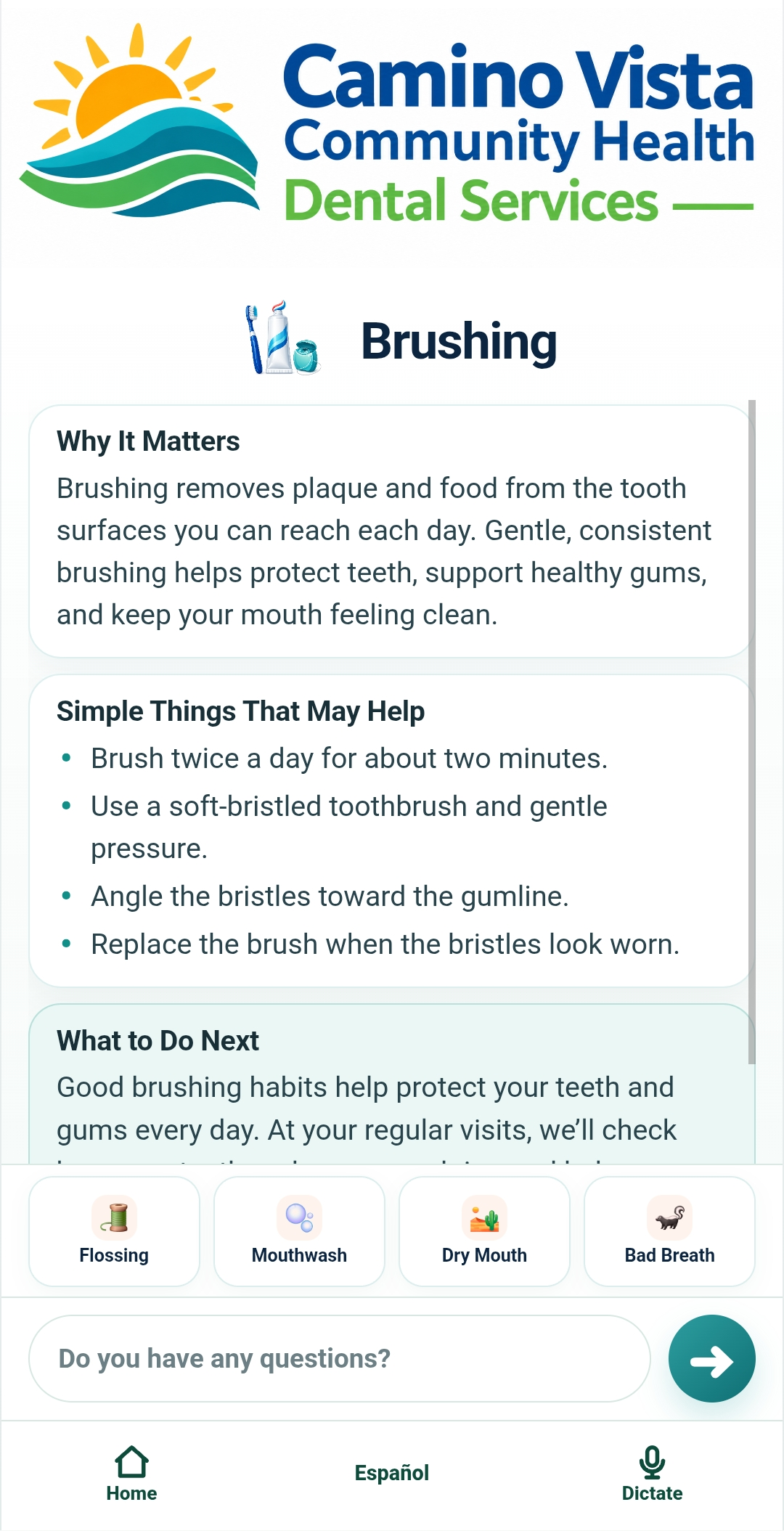 Brushing learning cards