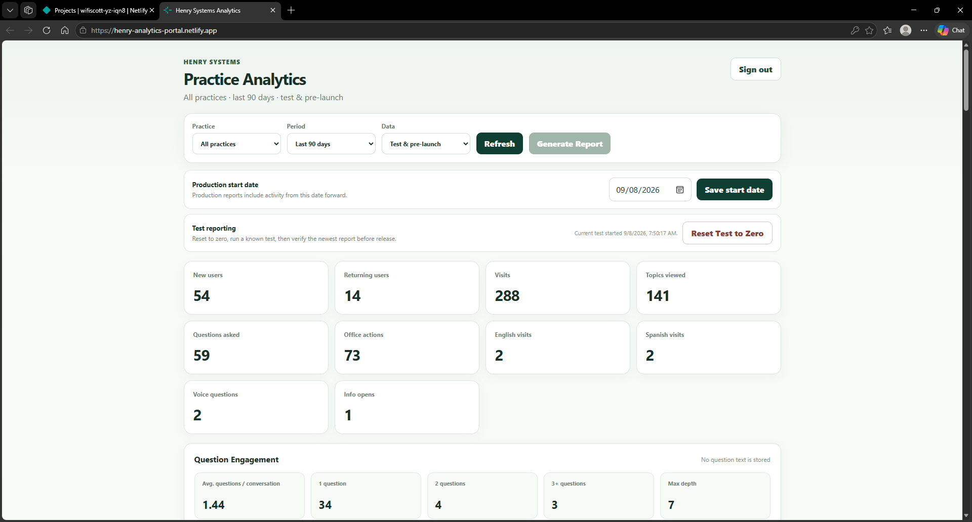 Henry Systems Practice Analytics portal